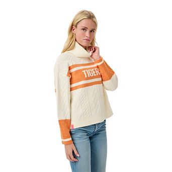 Women's Lusso Orange/Cream Detroit Tigers Susan Cowl Neck Sweater