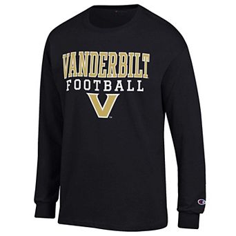 Men's Champion Black Vanderbilt Commodores Football Stack Long Sleeve T-Shirt