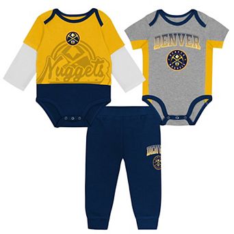 Infant Outerstuff Denver Nuggets Rim Protectors Three-Piece Bodysuit & Pants Set
