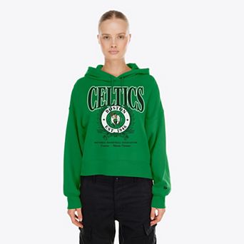 Women's New Era Kelly Green Boston Celtics Dolman Sleeve Boxy Pullover Hoodie