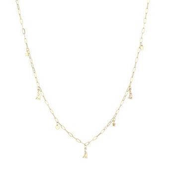 Women's LUV AJ Gold New England Patriots Star & Heart Charm Logo Necklace