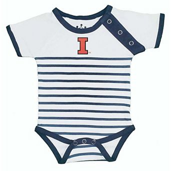 Newborn & Infant Little King Navy/White Illinois Fighting Illini Shoulder Snap Bodysuit