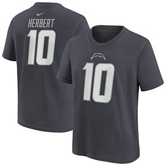 Youth Nike Justin Herbert Anthracite Los Angeles Chargers Name & Number T-Shirt
