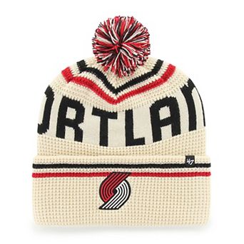 Men's '47 Natural Portland Trail Blazers Quattrle Cuffed Knit Hat with Pom