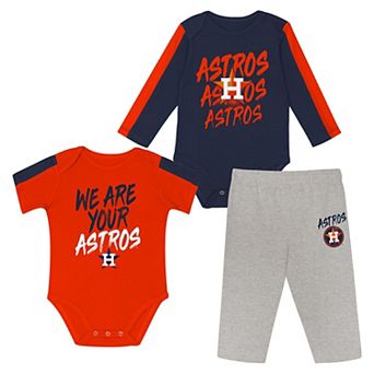 Infant Outerstuff Houston Astros Double Down Bodysuit and Pants 3 pc Set