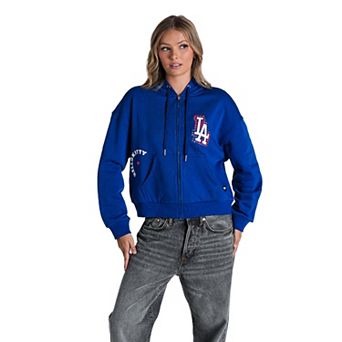 Women's The Wild Collective Royal Los Angeles Dodgers Hello Kitty Cropped Full-Zip Hoodie