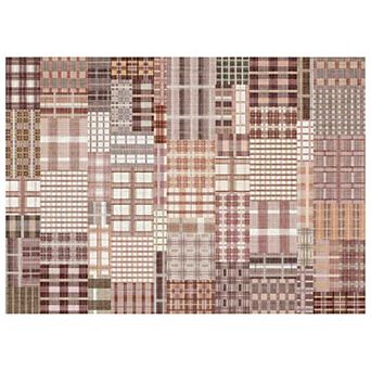 Modern Geometric Plaid Area Rug, Machine Washable Foldable Non Slip Printed Rug for Home Decor