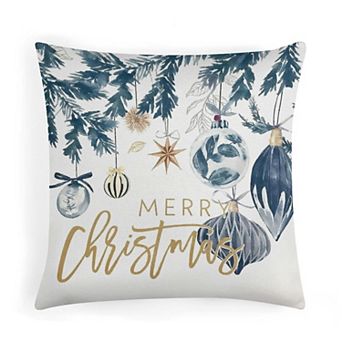 Watercolor Navy Christmas Ornaments Decorative Throw Pillow Covers, Soft Pillow Covers for Office