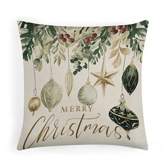 1 pc Soft Throw Pillow Covers, Watercolor Christmas Ornaments Print Cushion Case for Couch Decor
