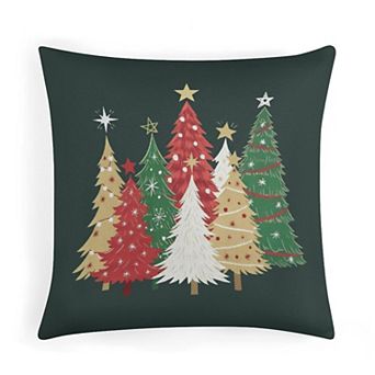 1 pc Soft Throw Pillow Covers, Festive Christmas Trees Print Cushion Case for Sofa Decor
