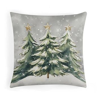 Throw Pillow Covers, Watercolor Christmas Trees Print Cushion Case for Bench Decor