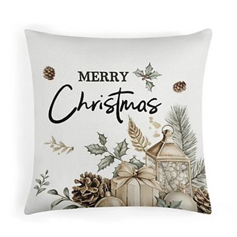 Watercolor Rustic Christmas Lantern Pillow Covers Singular
