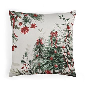 Watercolor Christmas Tree Print Decorative Throw Pillow Covers, Soft Pillow Covers for Bedroom