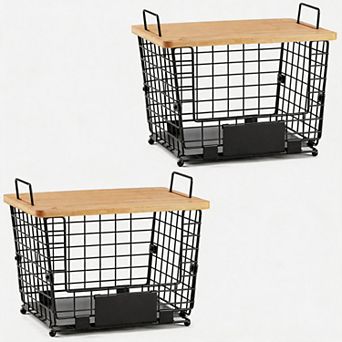 Splendid Frame2 pc Stackable Wire Basket Lid Pantry Storage