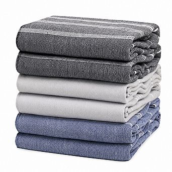 Set of 6 Turkish Cotton Beach Towels Sand Free Quick Dry Lightweight Absorbent