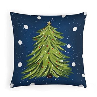Snowy Christmas Tree Throw Pillow Cases, Soft Velvet Decorative Throw Pillow Covers for Sofa