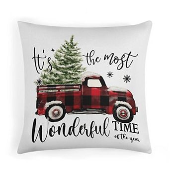 Rustic Christmas Plaid Truck Throw Pillow Cases, Soft Velvet Throw Pillow Covers for Living Room