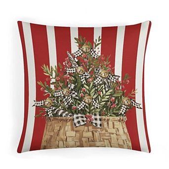 Rustic Christmas Foliage Basket Throw Pillow Cases, Soft Velvet Throw Pillow Covers for Bed