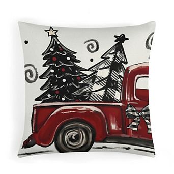 Rustic Christmas Truck Print Pillow Covers, Soft Velvet Decorative Throw Pillow Covers for Office