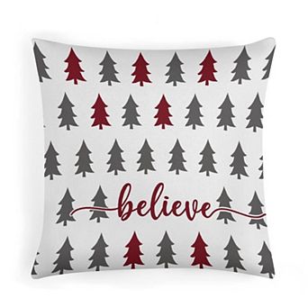 Throw Pillow Covers, Believe Christmas Tree Pattern Print Cushion Case for Office Decor