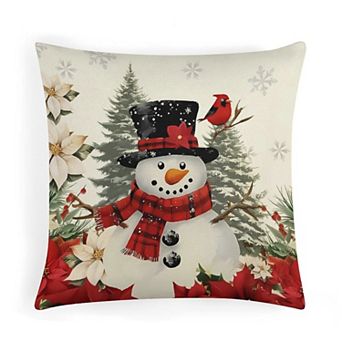 Traditional Christmas Snowman Pillow Covers, Soft Decorative Throw Pillow Covers for Living Room