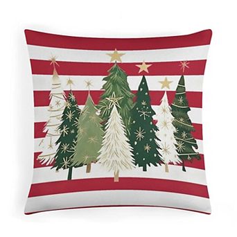 1 pc Soft Pillow Cases, Striped Christmas Tree Pattern Print Cushion Case for Car Decor