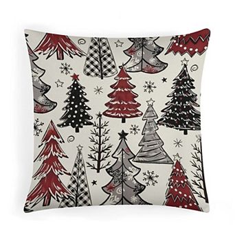 1 pc Soft Pillow Cases, Whimsical Christmas Tree Pattern Print Cushion Case for Sofa Decor