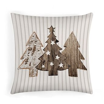 Rustic Wooden Christmas Trees Decorative Pillow Covers Singular