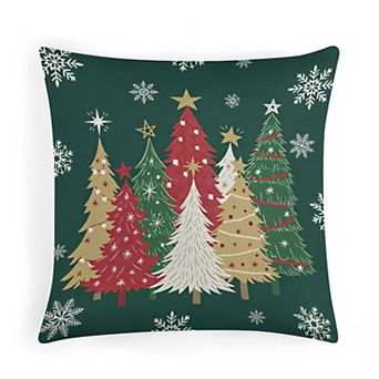 1 pc Soft Throw Pillow Covers, Whimsical Festive Christmas Trees Print Cushion Case for Car Decor