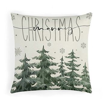 Throw Pillow Cases, Watercolor Christmas Pine Trees Print Cushion Case for Office Decor