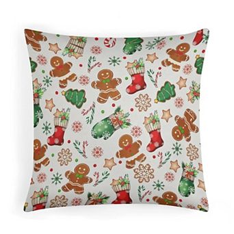Throw Pillow Cases, Christmas Gingerbread Man Pattern Print Cushion Case for Bed Decor