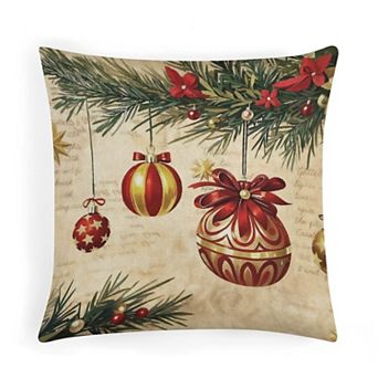 Vintage Christmas Baubles Pillow Covers Singular