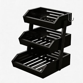 Splendid Frame 3 tier Fruit Basket with 2 Banana Hangers Kitchen Storage