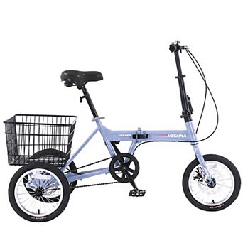 GNHCPV Folding Adult Tricycle 14 Inch 3-Wheel Bike with Basket