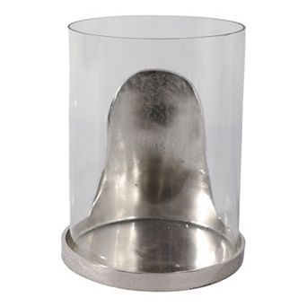 Aluminum Base Hurricane Pillar Holder - Silver, 8 in