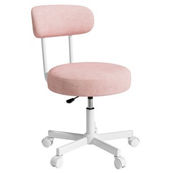 Adjustable Swivel Office Chair with Wheels Upholstered Vanity Chair with Curved Backrest