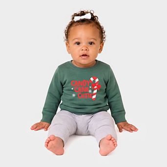 Candy Cane Cutie Bold - Infant Crew Fleece Sweatshirt