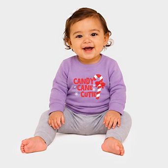 Candy Cane Cutie Bold - Infant Crew Fleece Sweatshirt