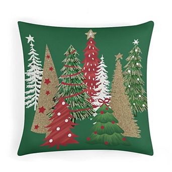 Pillow Cases, Whimsical Christmas Trees Print Cushion Case for Couch Decor