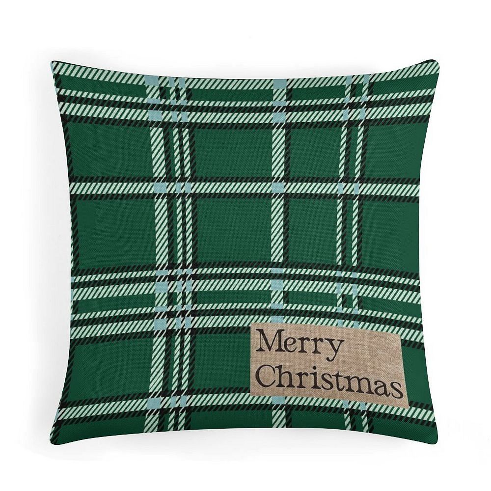 Decorative Pillow Covers, Soft Green Merry Christmas Plaid Throw Pillow ...