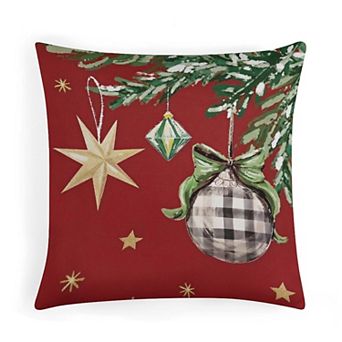 Pillow Covers, Soft Red Watercolor Christmas Ornaments Decorative Cushion Cover for Farmhouse Decor