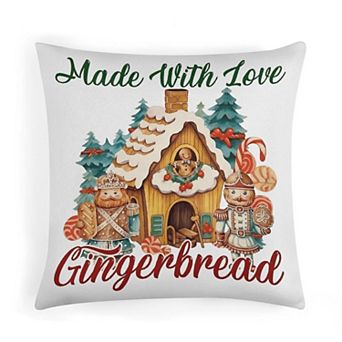 Pillow Covers, Soft Watercolor Christmas Gingerbread House Throw Pillow Covers for Indoor Decor