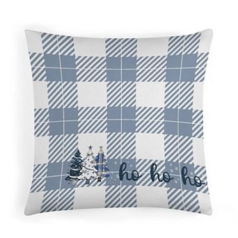 Pillow Cases, Blue Gingham Christmas Trees Print Cushion Case for Living Room Decor