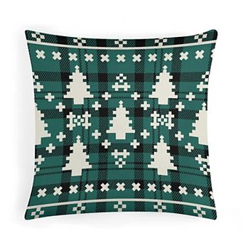 Green Plaid Christmas Tree Decorative Throw Pillow Covers Singular