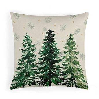Pillow Cases, Soft Velvet Watercolor Christmas Trees Decorative Throw Pillow Covers for Home Decor