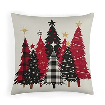 Pillow Covers, Modern Plaid Christmas Trees Print Cushion Case for Living Room Decor