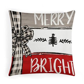 Pillow Covers, Soft Velvet Merry Bright Christmas Tree Pillow Cases for Bed Decor