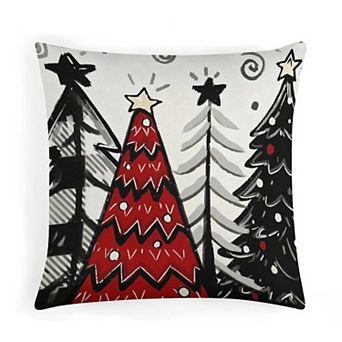 Decorative Pillow Covers, Whimsical Christmas Tree Print Print Cushion Case for Car Decor