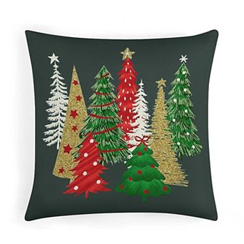 Decorative Throw Pillow Covers, Festive Christmas Tree Print Cushion Case for Living Room Decor
