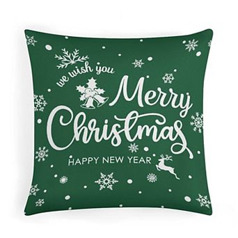 Green Merry Christmas Print Pillow Covers, Soft Velvet Throw Pillow Cases for Couch